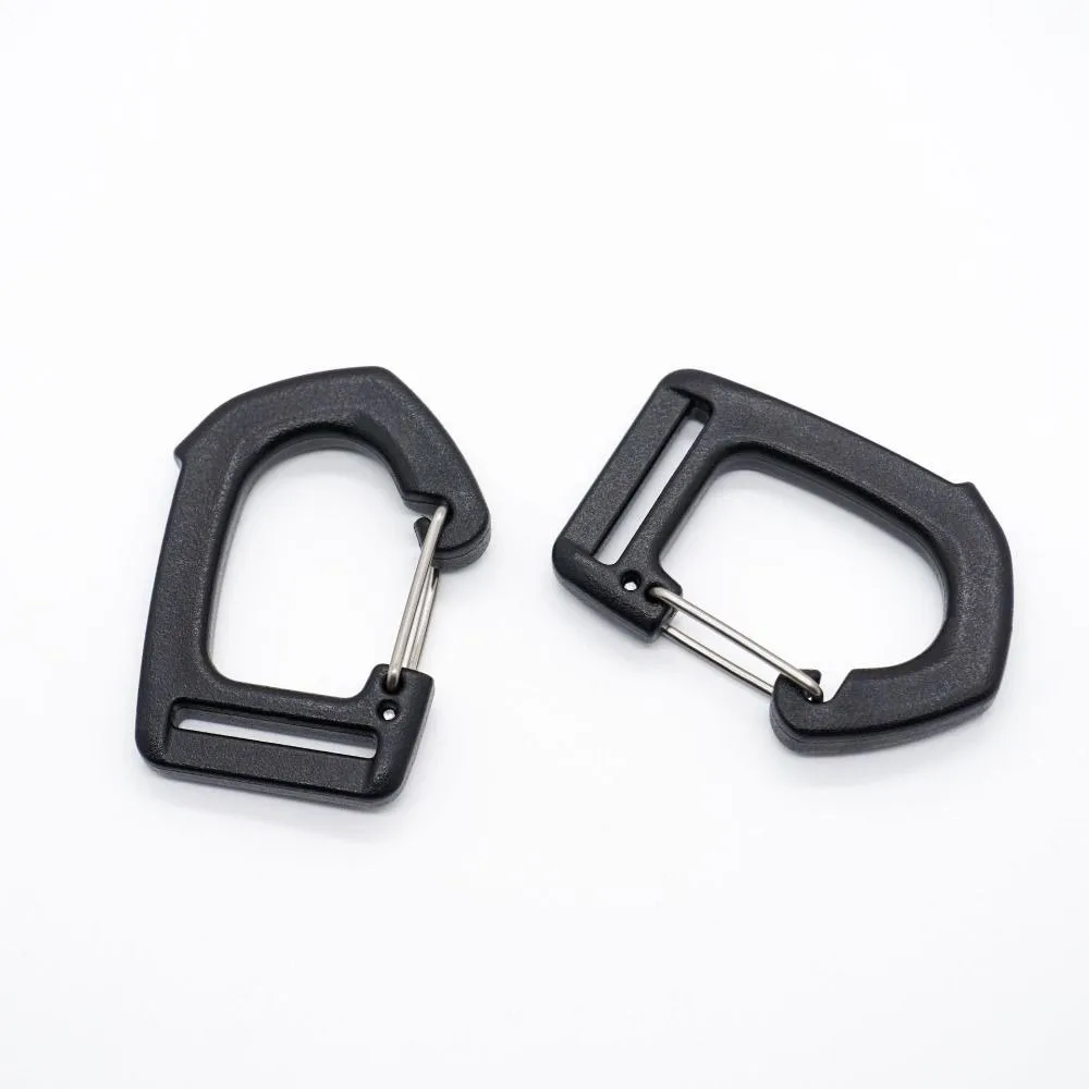 10Pcs 10/15/20/25mm Spring Quickdraws Clip Hooks Plastic Black Elastic Hook Buckle DIY Accessories Mountaineering Quick Hook