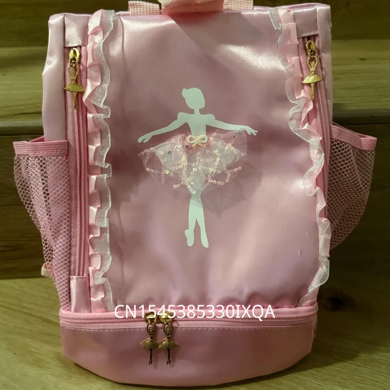 Girls Ballet Dance Backpack Kids School Bag with Lace Ballerina Handbag Shoulder Storage Bag for Dance Students