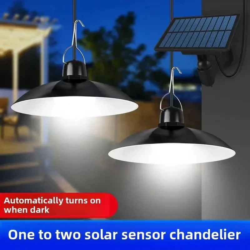 Solar Retro Light Bulb LED Chandelier Outdoor Garden Waterproof One-to-two Double-head Remote Control Lighting Street Light