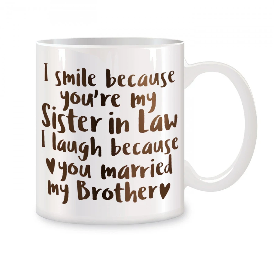 

Sister In Law Gifts Mug, New Sister Sis In Law Engagement Wedding Birthday Gift Novelty Coffee Ceramic Tea Cups White 11 oz