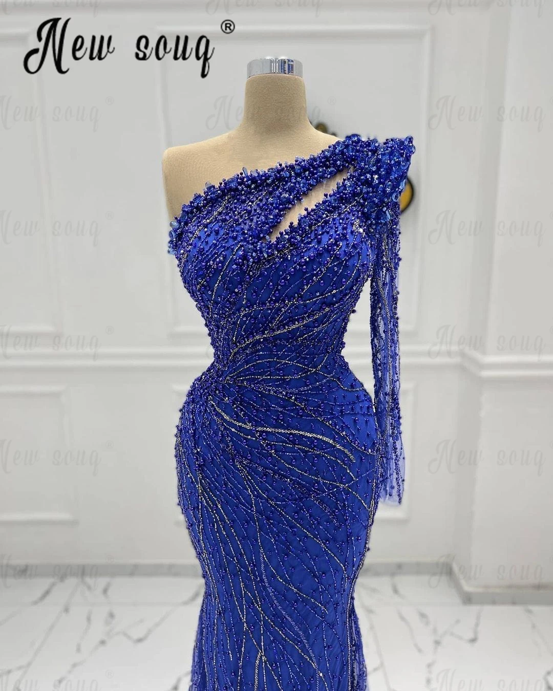 

Ladies Elegant Dress for Wedding Party One Shoulder Beaded Luxury Long Evening Dress 2024 Customize Gowns Cocktail Prom Dress