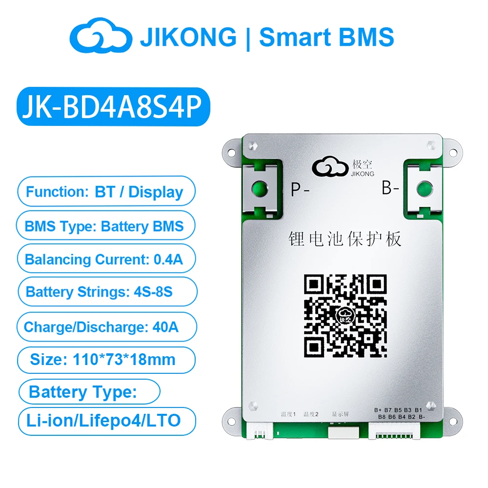JIKONG V19 JK BMS 4S ~ 24S SMART BMS BT Warmte KAN 0.4A ~ 2A Stroom 100A 200A 300A Actieve Balancer voor Li-ion LiFePo4 Lto Batterij BMS