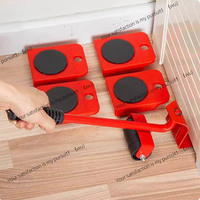 5Pcs/Set Heavy Duty Furniture Lifter Mover Roller with Wheel Bar Moving Device Lifting Helper Furniture Moving Transport Tool