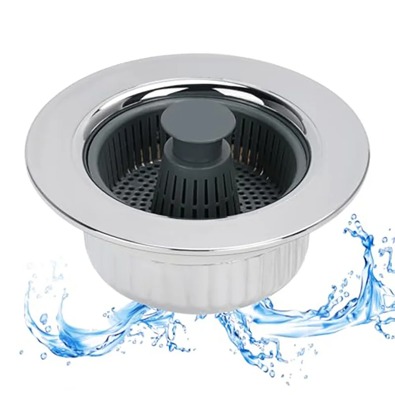 

Kitchen Sink Drain Strainer Stainless Steel Pop Up Sink Stopper Anti-Clogging Sink Food Catcher Basket Odor Filter Sink Plug