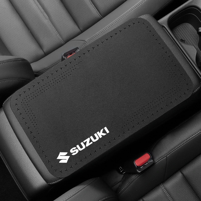 Leather Car Armrest Pad Center Storage Box Cover Protection Mats For Suzuki Jimny Alto SX4 XTU Swift Wagon R Alivio Vitara Ignis