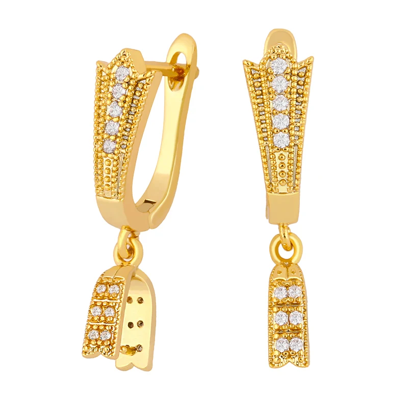 OCESRIO Gold Handmade Bead Big  Zircon Earrings Hooks For Women With Crystal Boho Hollow Out  Jewelry erha065