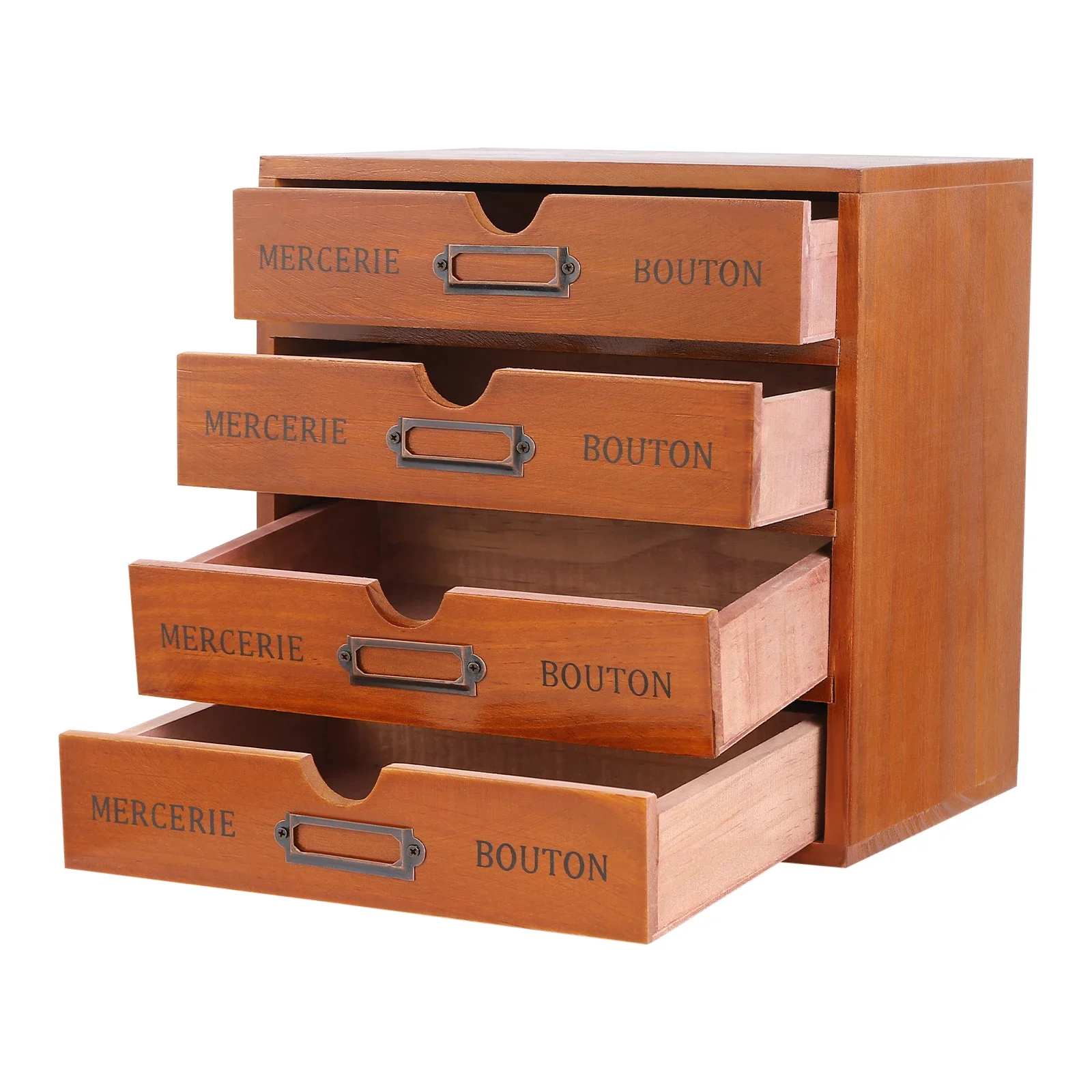 

4-Tier Apothecary Cabinet with 16 Drawers, Library Card Catalog Cabinet Stackable Craft Cabinets and Storage Desk File Organizer