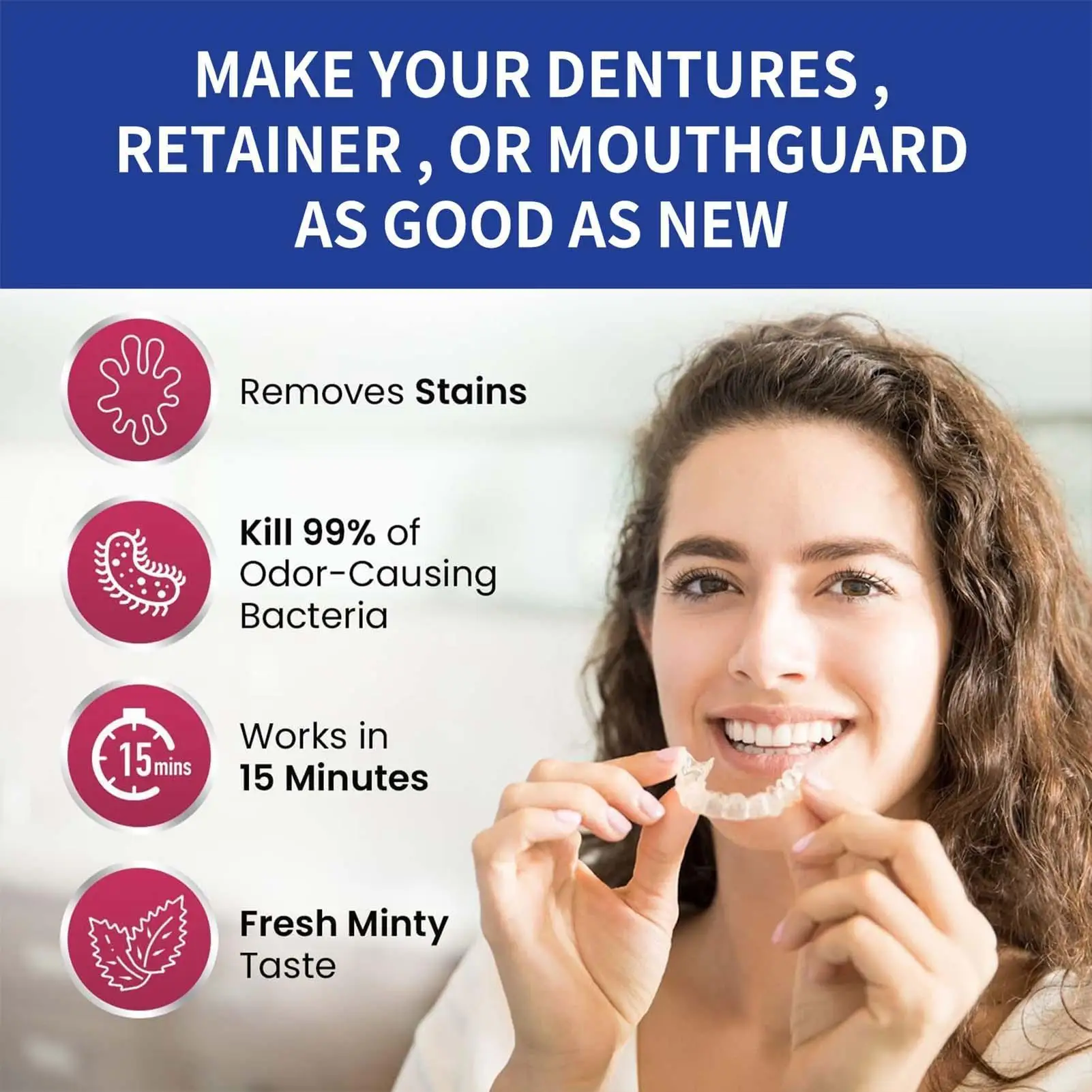 100PCS False Tooth Cleaning Tablets Denture Cleaning Tablets Removes Odor Orals Cleaning Retainer Cleaner Fresh Breath view 3
