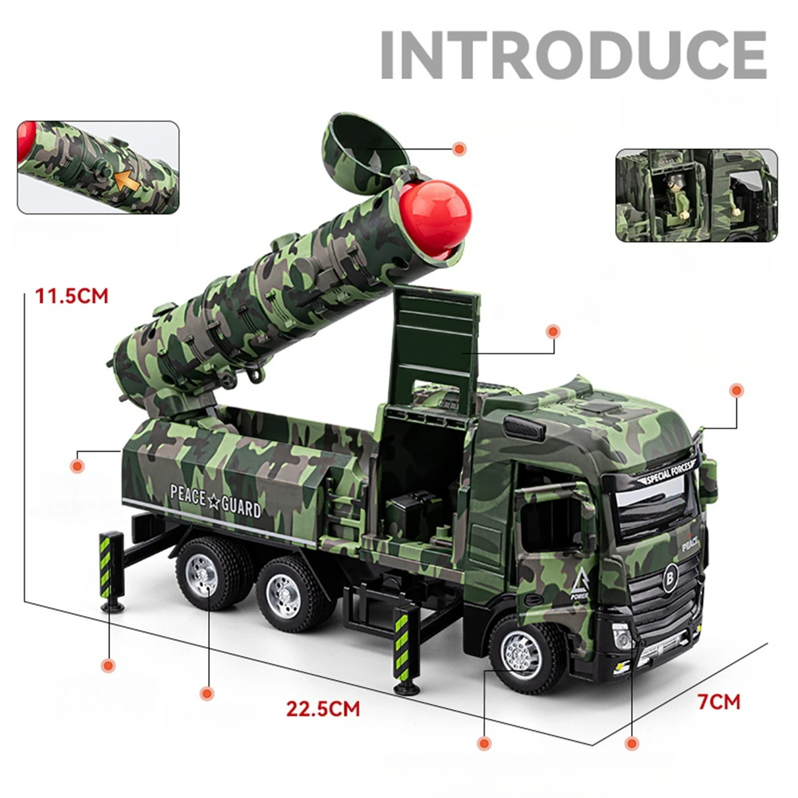 1:32 Intercontinental Raketenfahrzeuge, Spielzeugautos, Modelle mit zurückziehbarem Licht, Sound, Miniatur-Panzerwagen, Lernspielzeug für Jungen