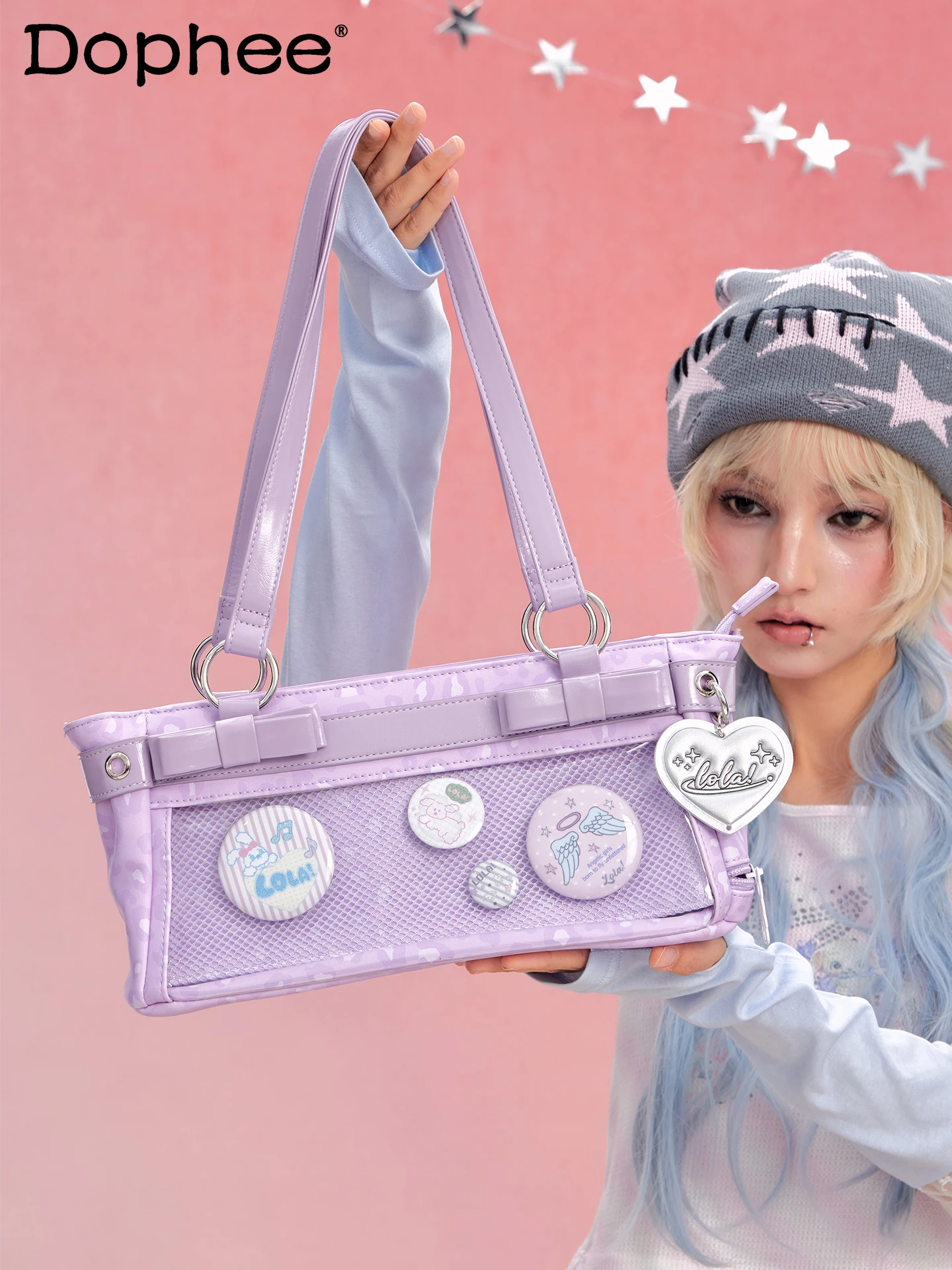 

2D Japanese Original Lolita Pain Bag Small Capacity Daily Commute Casual Sweet Girl Purple Shoulder Bag for Women