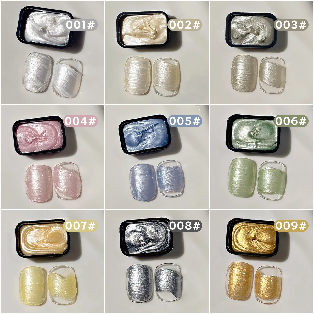 9 Grids Pearlescent Creamy Patting Gel Nail Polish Palette 3D Texture Relief Carving Gel Soak Off UV LED Nail Decor Supplies
