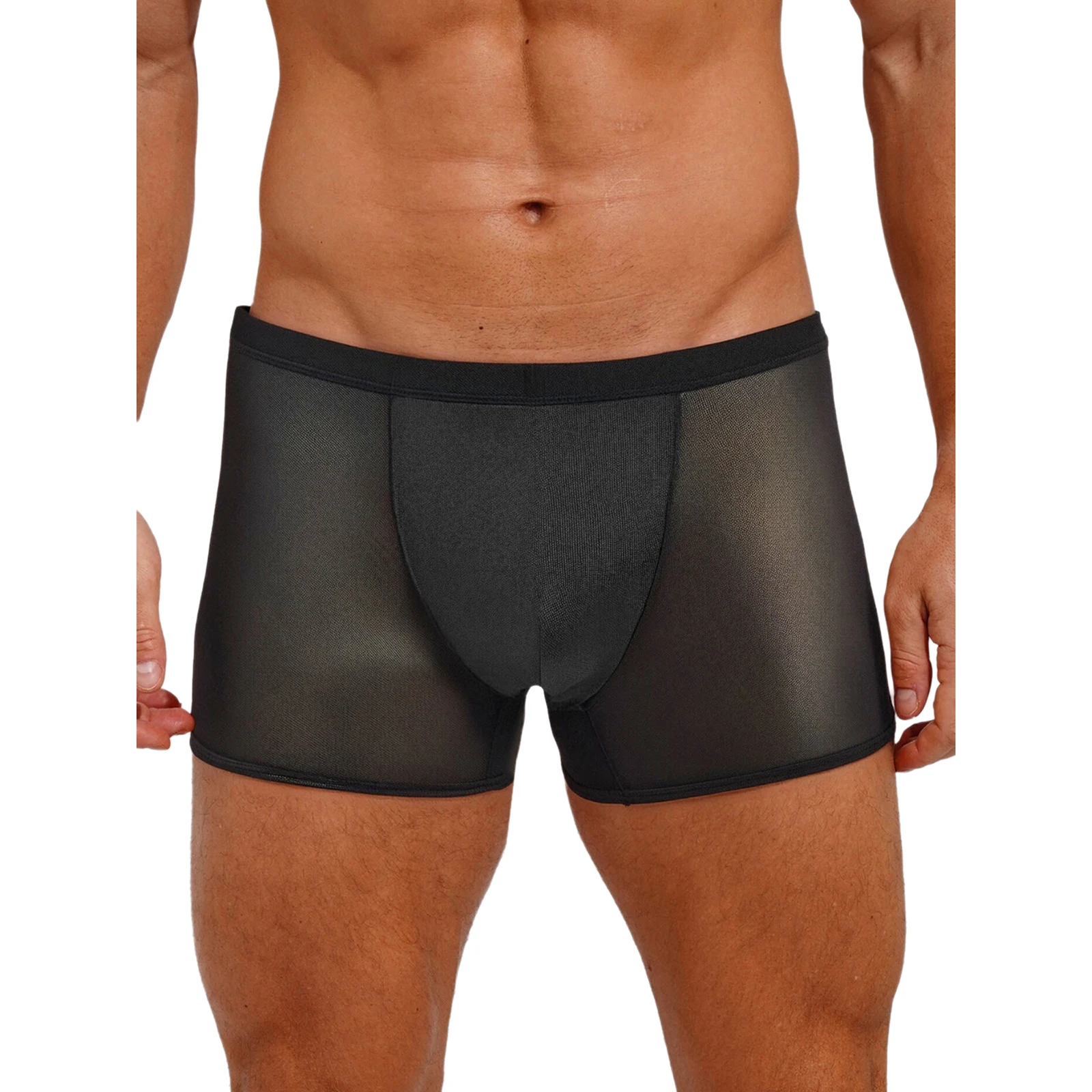 

Мужские черные трусики-боксеры с низкой посадкой, прозрачные тонкие трусы, эластичные дышащие удобные сексуальные трусики, летняя повседневная одежда