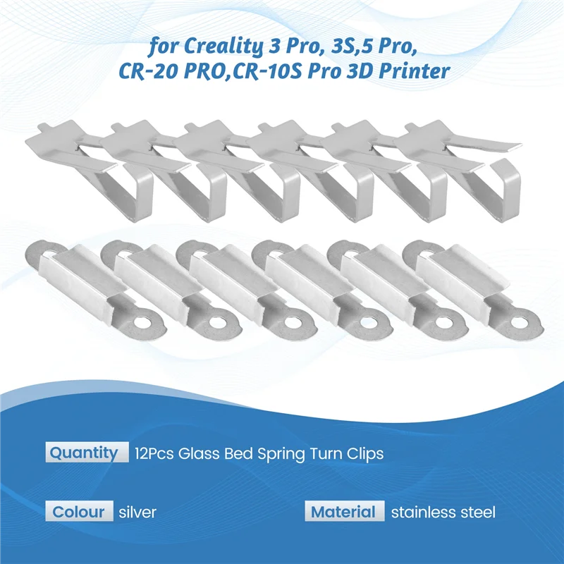 

12 шт. зажимы для стеклянной кровати с пружиной для 3D-принтера Creality Ender 3 Pro, Ender 3S, Ender 5 Pro, CR-20 PRO, CR-10S Pro