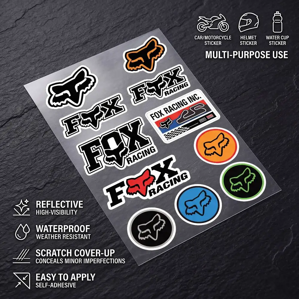 F-FoxRacing-g Waterproof Reflective Scratch Cover Sticker Universal Decor Decal For Car Motorcycle Helmet Refrigerator