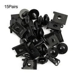 15Set Spring Metal And Car Spring Metal ​Retainer Screw U-Type Car Clip With Screw Car Bumper Trim Panel Fasteners Motorcycle