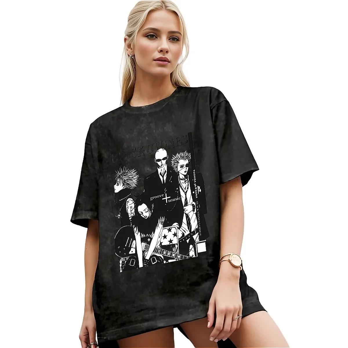 Black Stones NANA Osaki  T-Shirt Summer Vintage Anime T Shirts Cotton Popular Tshirt For Men Women Short-Sleeved Print Clothing