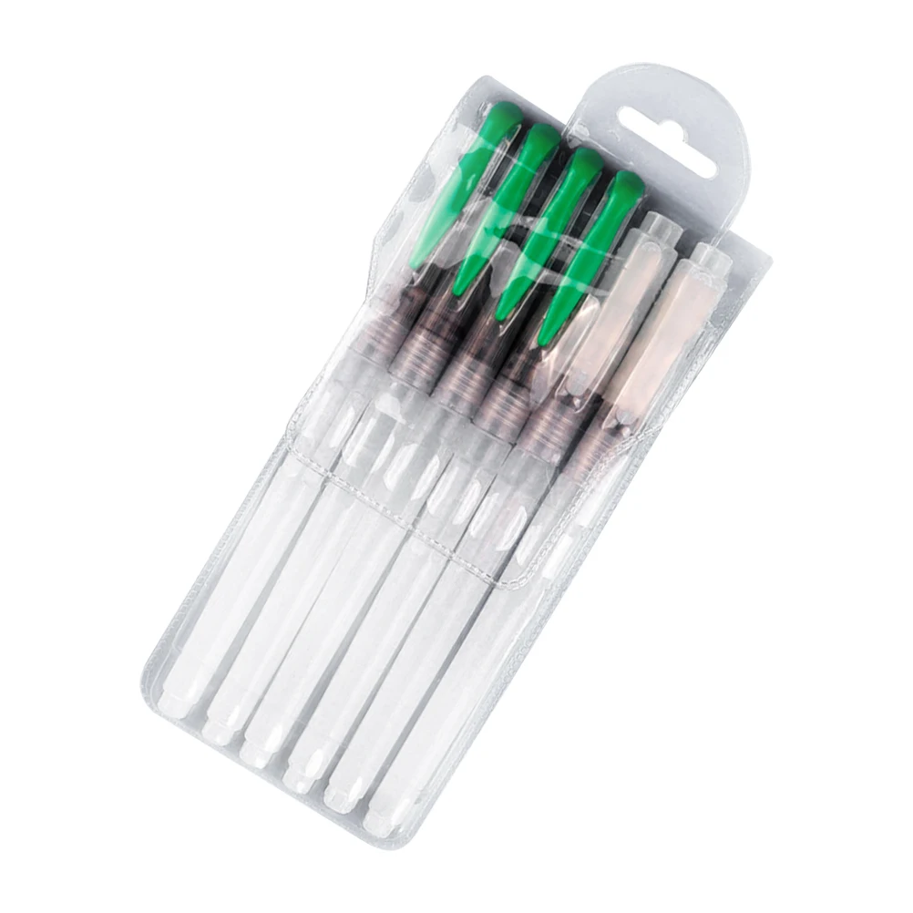 

6 Pcs Water Storage Paintbrush Set Transparent Body Plastic Nylon Brush Pens for Kids Beginners Portable Watercolor Oil