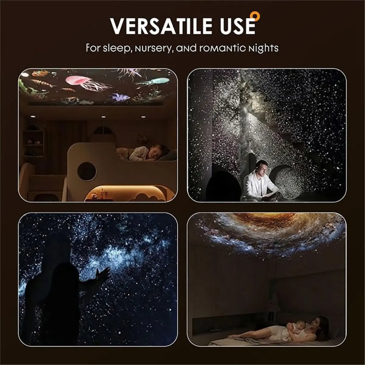 DT75BG 2-in-1 Galaxy Star Projector Night Light with 10 Sliding Projection Films LED Ambient Lamp for Bedroom Car