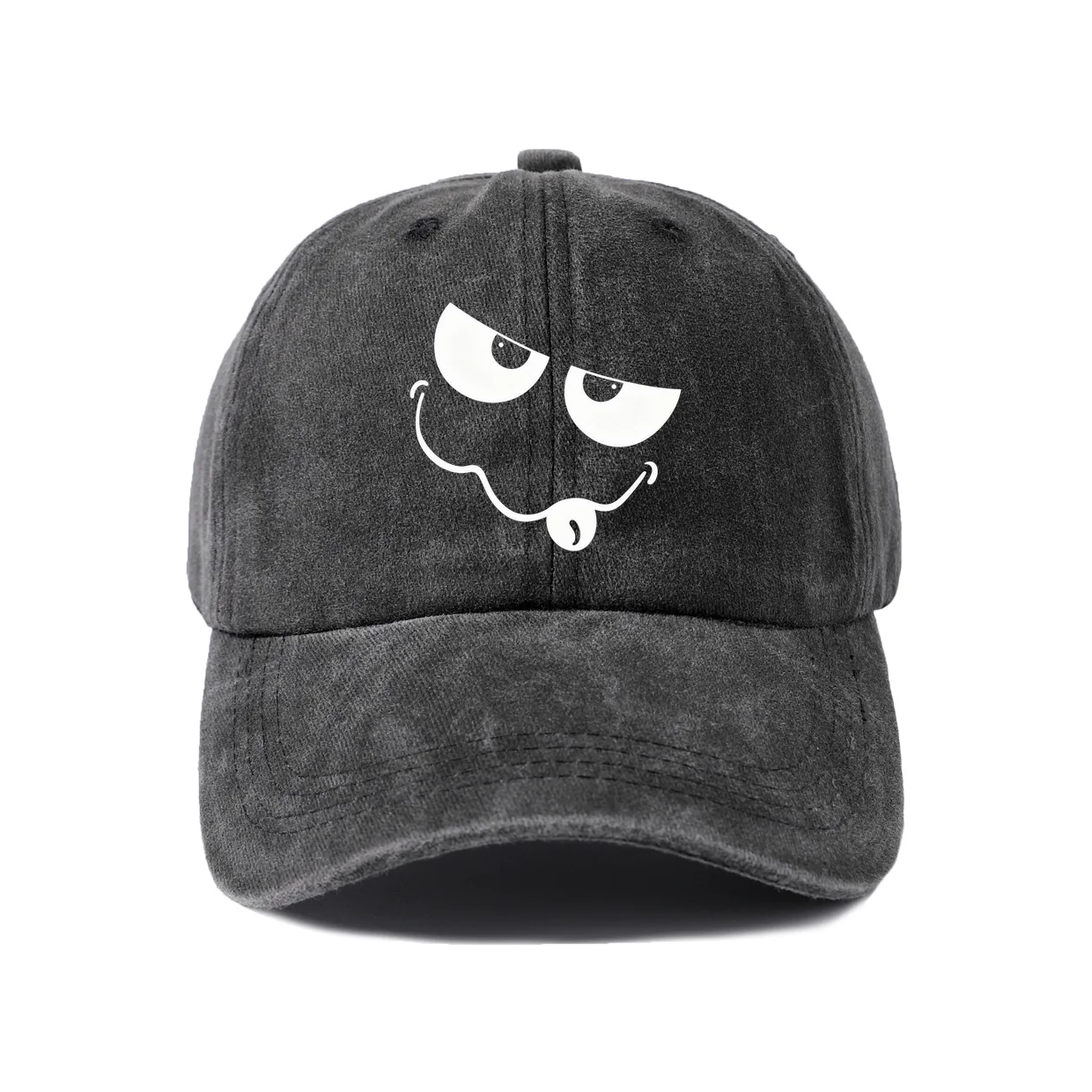 Vintage Washed Baseball Cap with Annoyed Black Cat Graphic, Adjustable Unisex Dad Hat, Streetwear Gift
