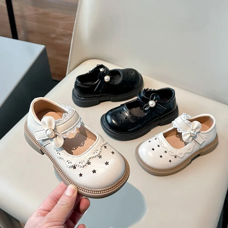 Children's Leather Shoes Lolita Style Toddle Shoes Girl with Bowknot Spring New Kids Fashion Princess Causal Mary Jane Shoes