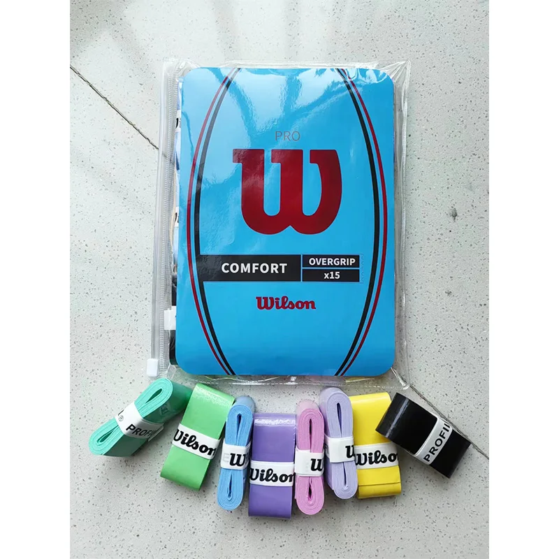 Wilson ไม้ตีเทนนิส15ชิ้นผ้าพันซับเหงื่อที่จับไม้แบดมินตันด้ามจับไม้เทนนิส