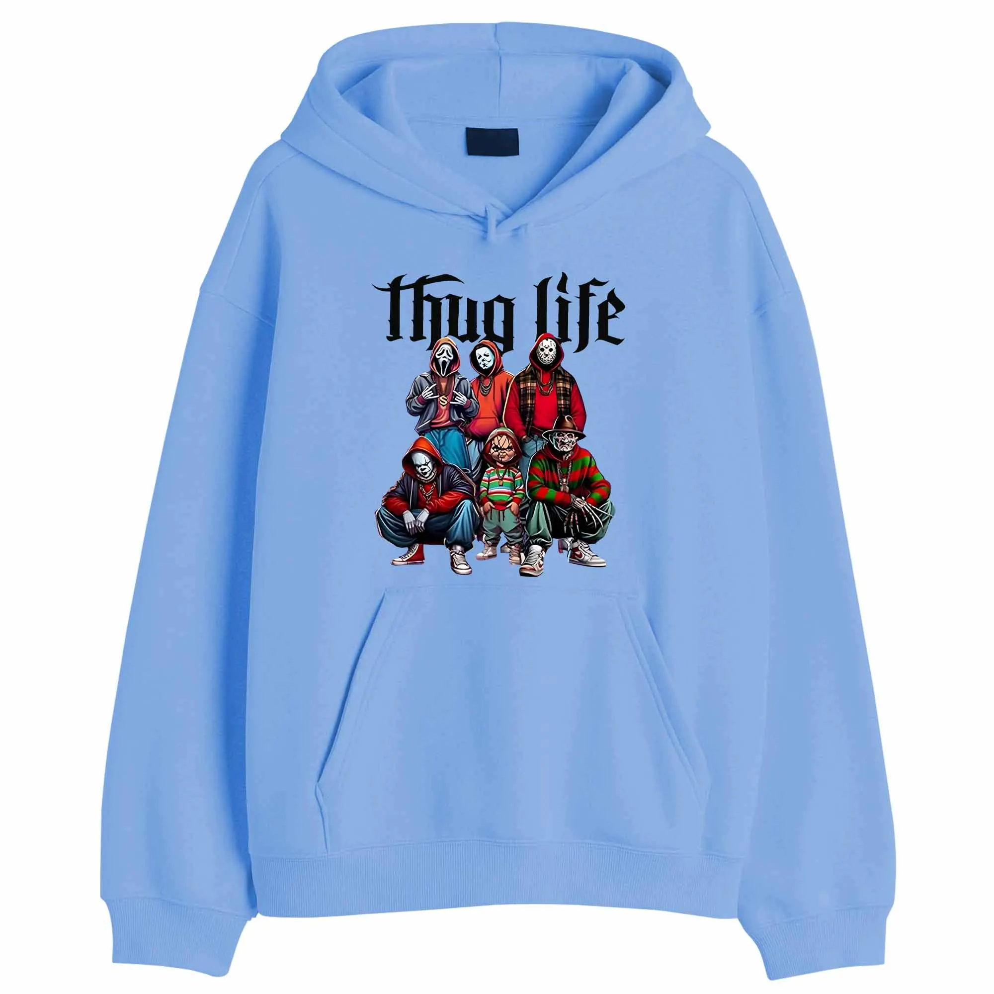 Thug Life Horror Movie Hoodie Friends Horror Character Halloween Hoodie Halloween Horror Character Funny Graphic Hoodie