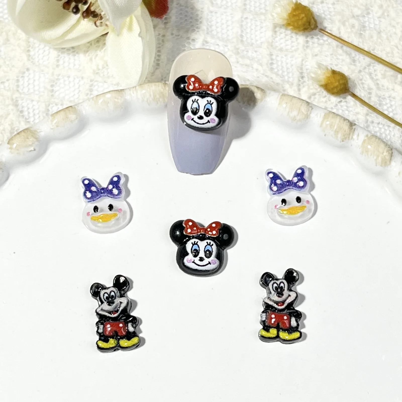 20pcs disney mickey cartoon nail charms for diy nail making cute mini resin flatback nail art decoreation