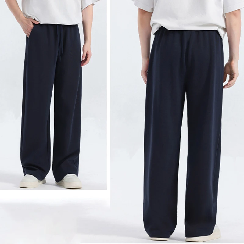 

Мужские брюки прямого кроя для весны и осени, повседневные однотонные спортивные брюки на шнурке, свободные брюки в уличном стиле