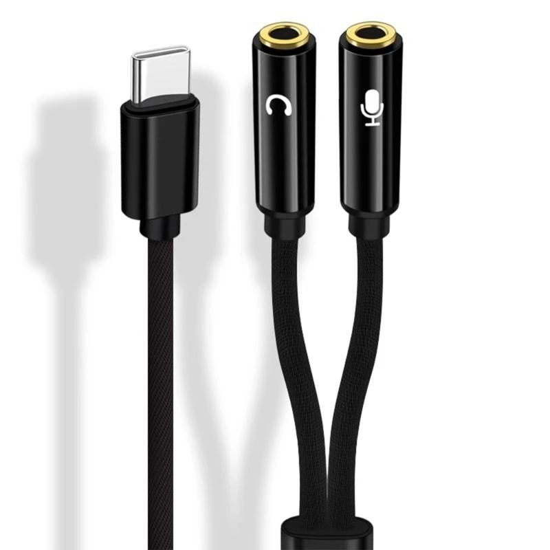 

Convenient Type C to 3.5mm Sound Line Splitter with Microphones for Varied Environment