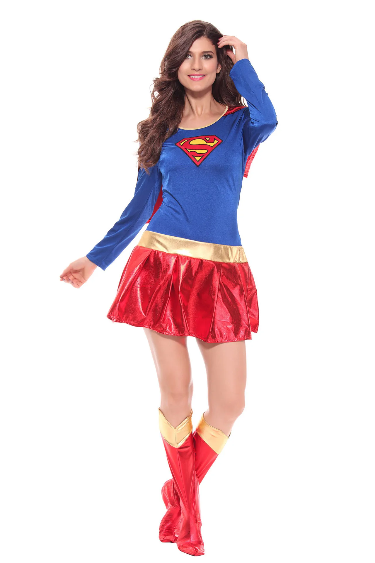 Costume de Super Fille pour ixd'Halloween, Robe de Barrage de Héros Souriant pour Femme