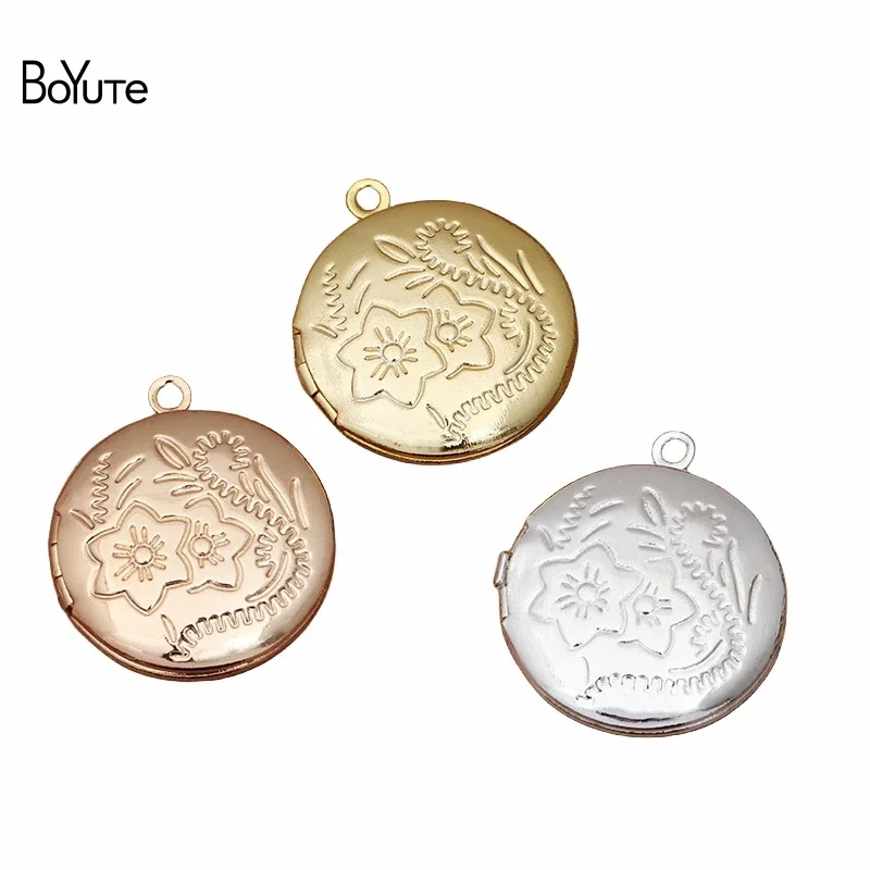 BoYuTe (10 Pieces/Lot) 20*5MM Metal Brass Flower Floating Locket Charms for Jewelry Making