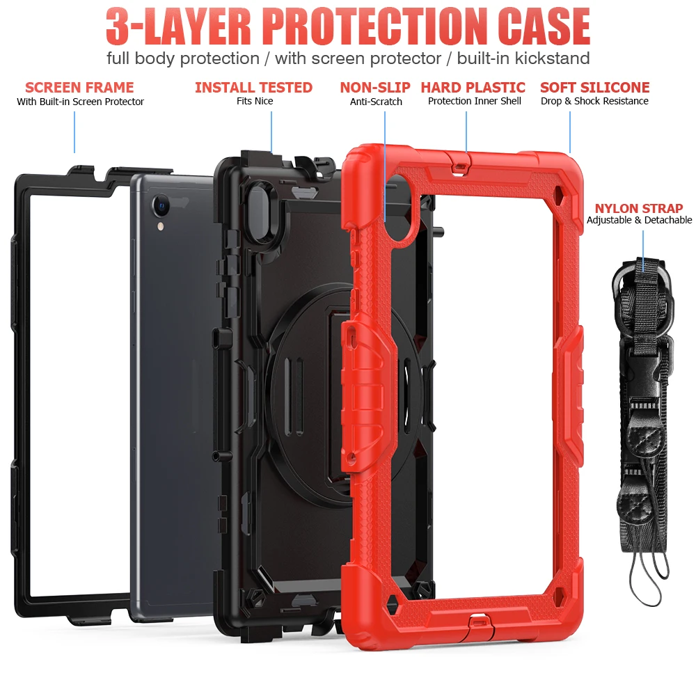 Rotating Stand Case Universal For Lenovo M10 Plus 2nd Gen TB-X606F X606X K10 TB-X6C6F X6C6X 10.3inch With Screen Protector Cover