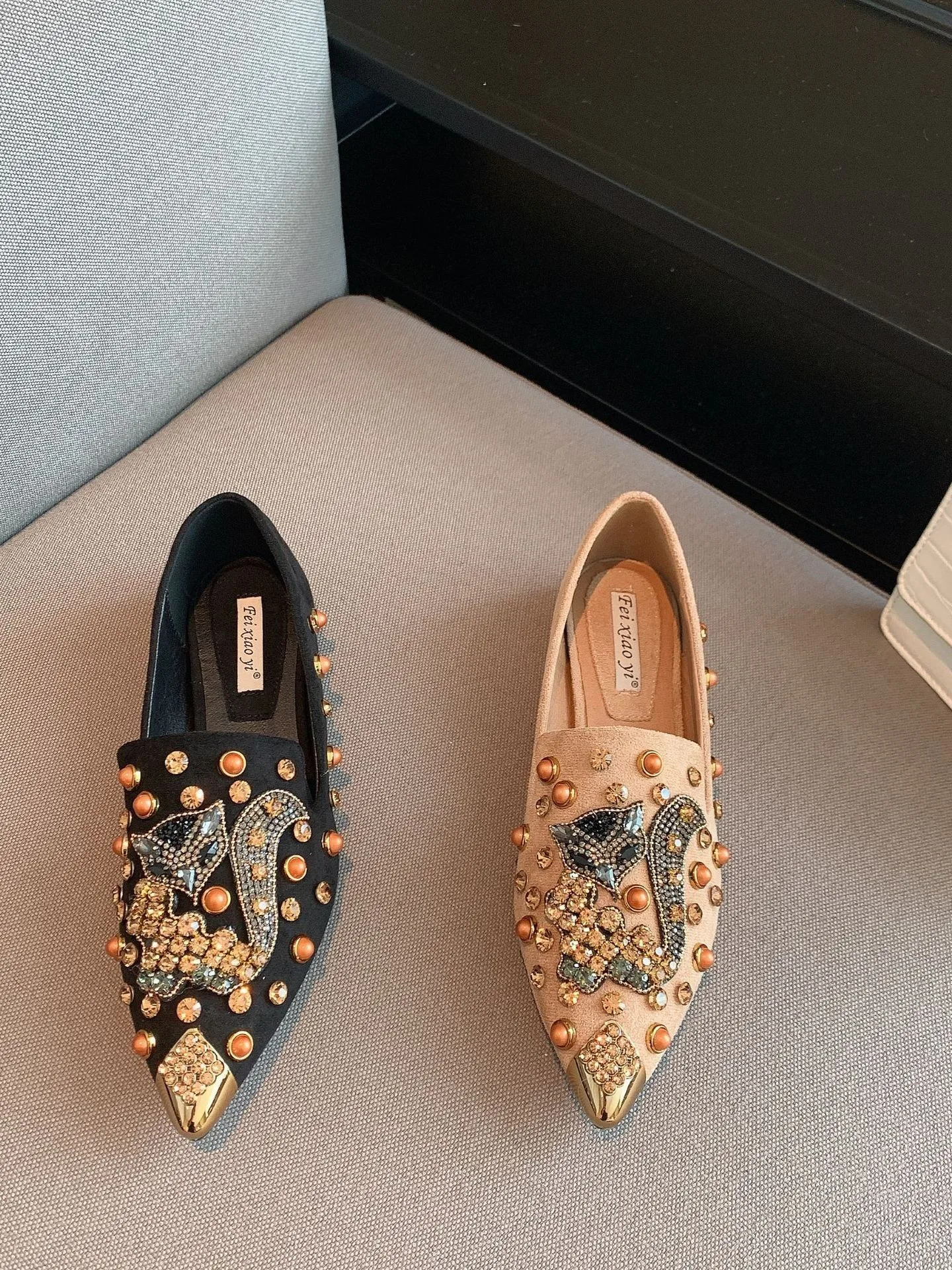 plus-size-korean-style-women's-single-shoes-deep-mouth-increased-height-rivet-water-diamond-nine-tail-flat-bottom-shoes
