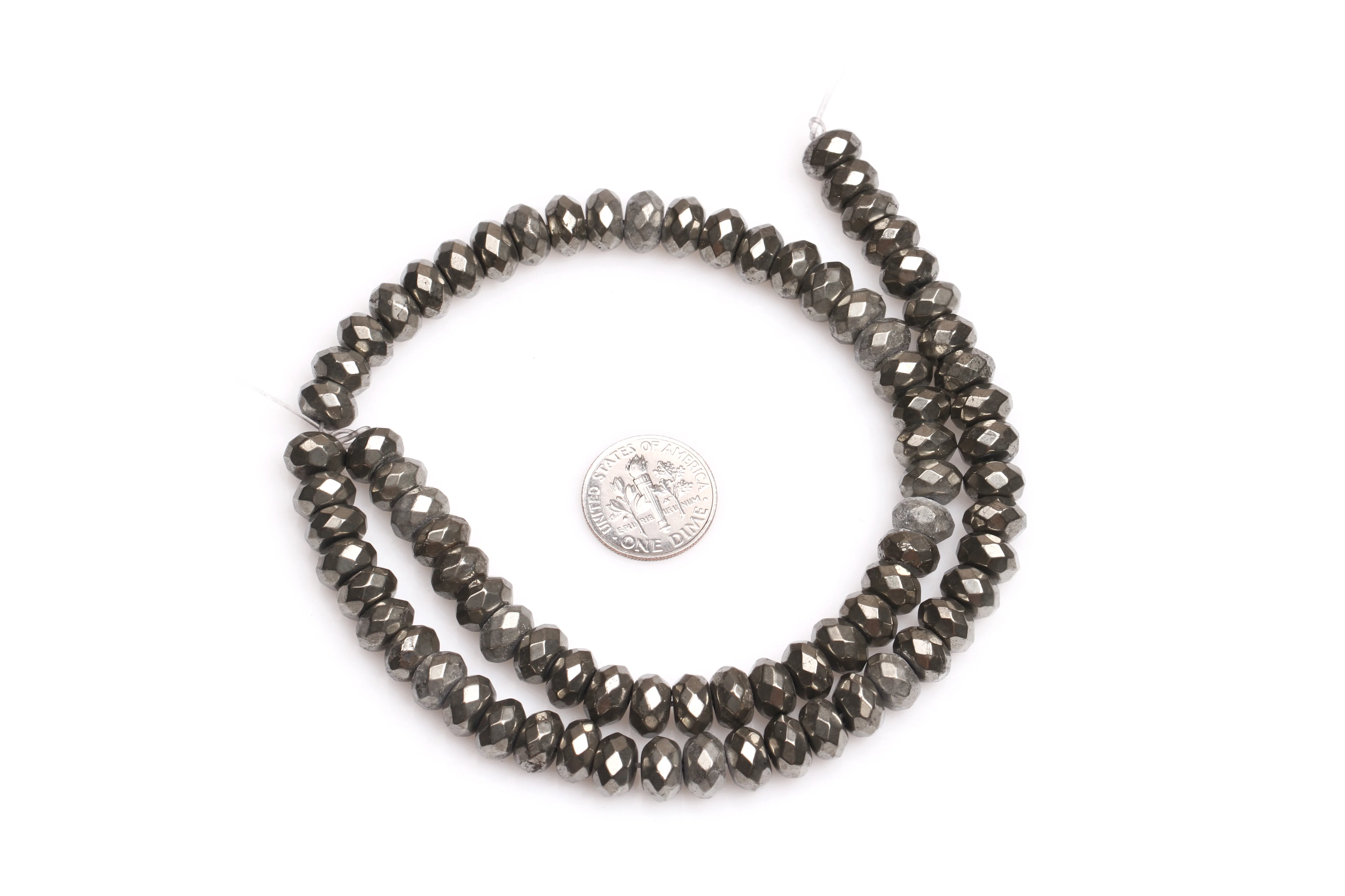 5x8mm Faceted Rondelle Gray Natural Pyrite Stone Gem Stone Semi Precious Beads Loose Bead For Jewelry Making Wholesale