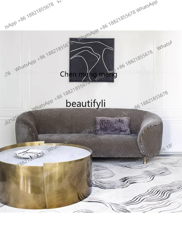 

ss7486 Light Luxury Nordic Modern New Hotel Sales Office Lobby Fabric Sofa for Multi-User Arc living room furniture home furnit