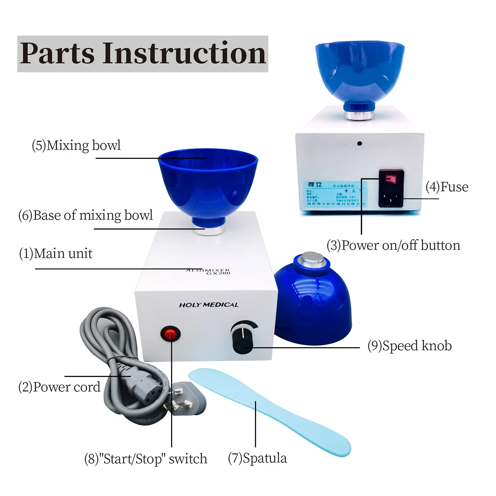 GX200 Automatic Alginate Mixer Agitator for Dental Lab Precision Impression Material Stirring Machine with Mixing Bowls