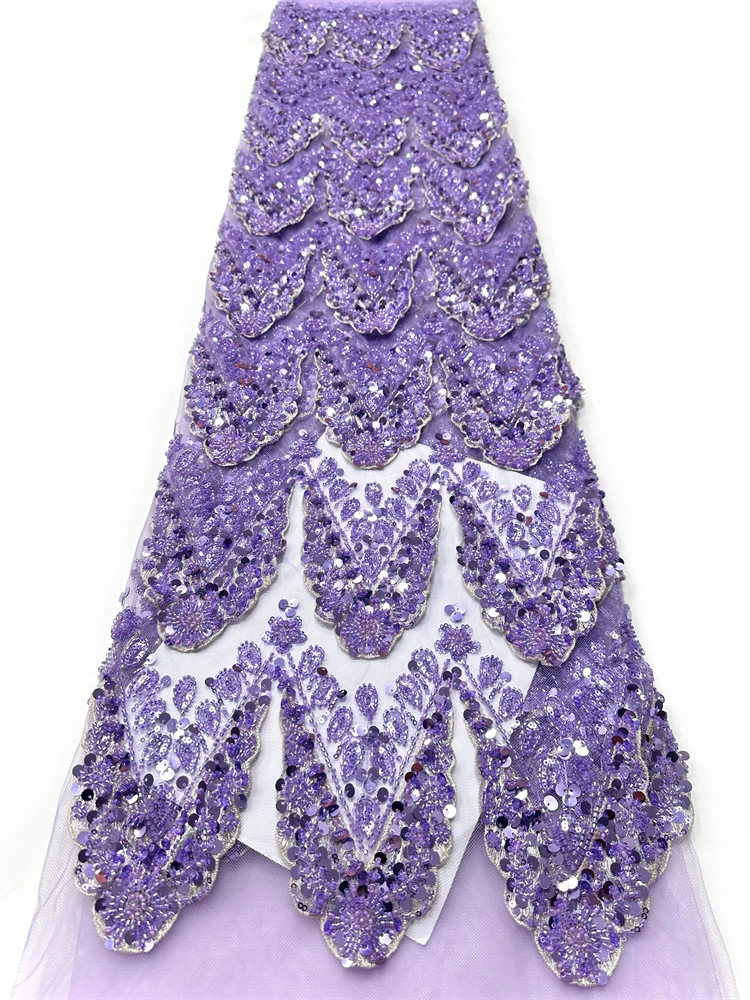 

Роскошное африканское кружево с пайетками и тяжелыми бусинами, 5 ярдов, ручная работа, высокое качество, для вечерних мероприятий и свадеб, Нигерия, 2026