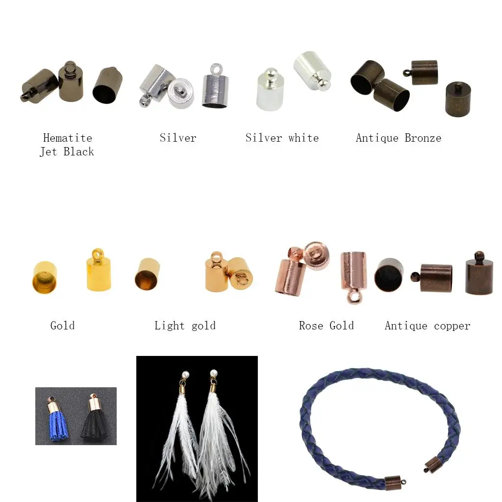 

50Pcs Brass End 5-6mm Leather Cord Bracelet Craft Jewelry Findings