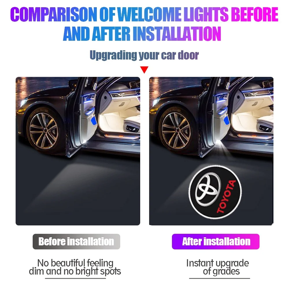 Car Door Wireless Welcome Light LED HD Projector Lamp  Decoration For Toyota Gazoo Racing TRD Corolla Yaris Chr Auris Rav4 Prius