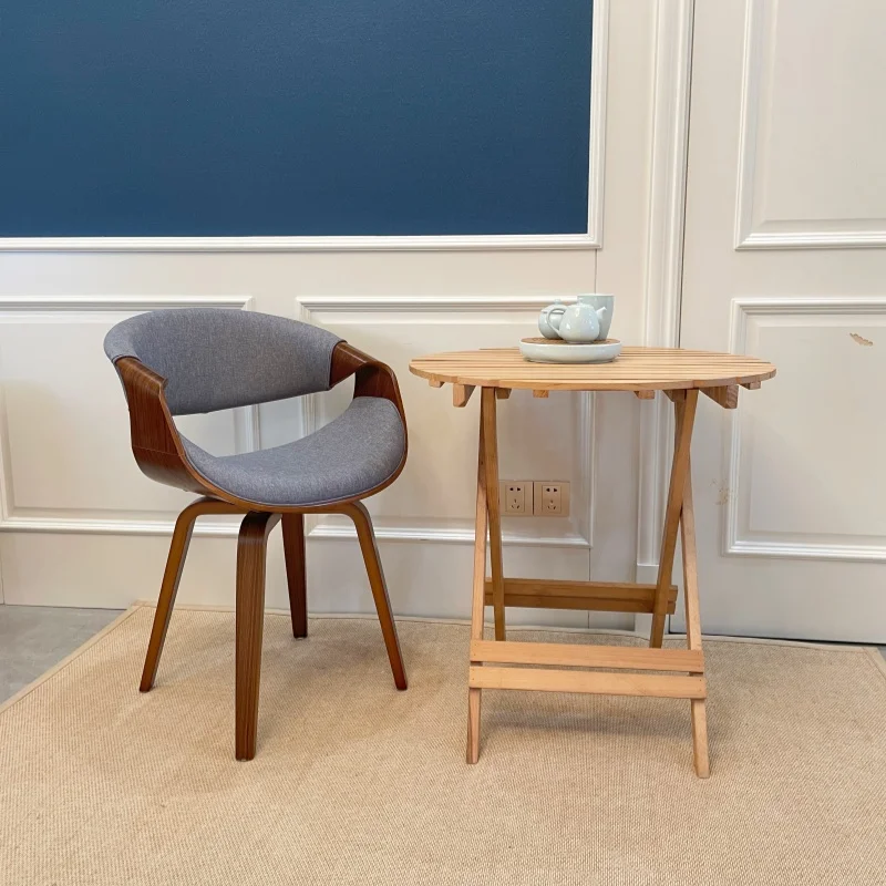 

Comfortable Mid Century Modern Dining Chair with Curved Back - Linen Upholstered Side Chair for Kitchen & Dining Room