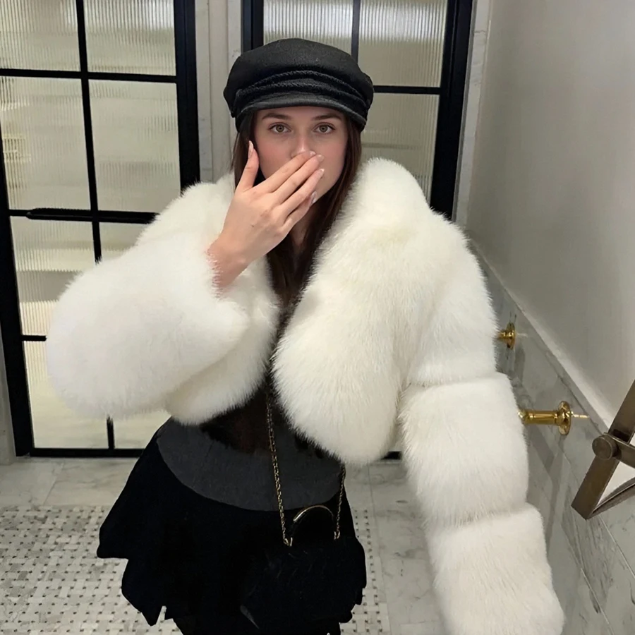Giacca bolero Cappotto di pelliccia di volpe naturale con collo alto Giacca di pelliccia corta Giacca invernale da donna Giacca di pelliccia vera più venduta