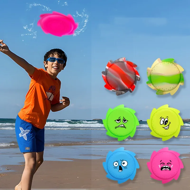 Discos voladores de agua de silicona, Frisbee rociador para la playa de los niños, juego de salpicaduras de verano, juegos al aire libre, juguete familiar
