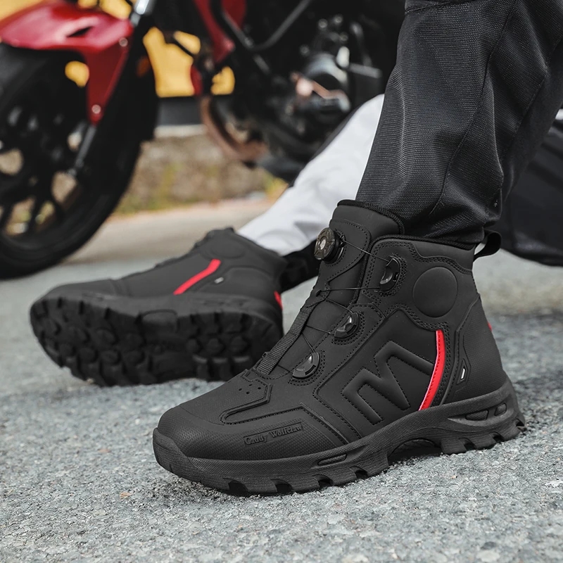 Bottes de moto imperméables pour hommes, chaussures de cyclisme pour Motocross, course de moto tout-terrain, Anti-chute, équipement respirant doux