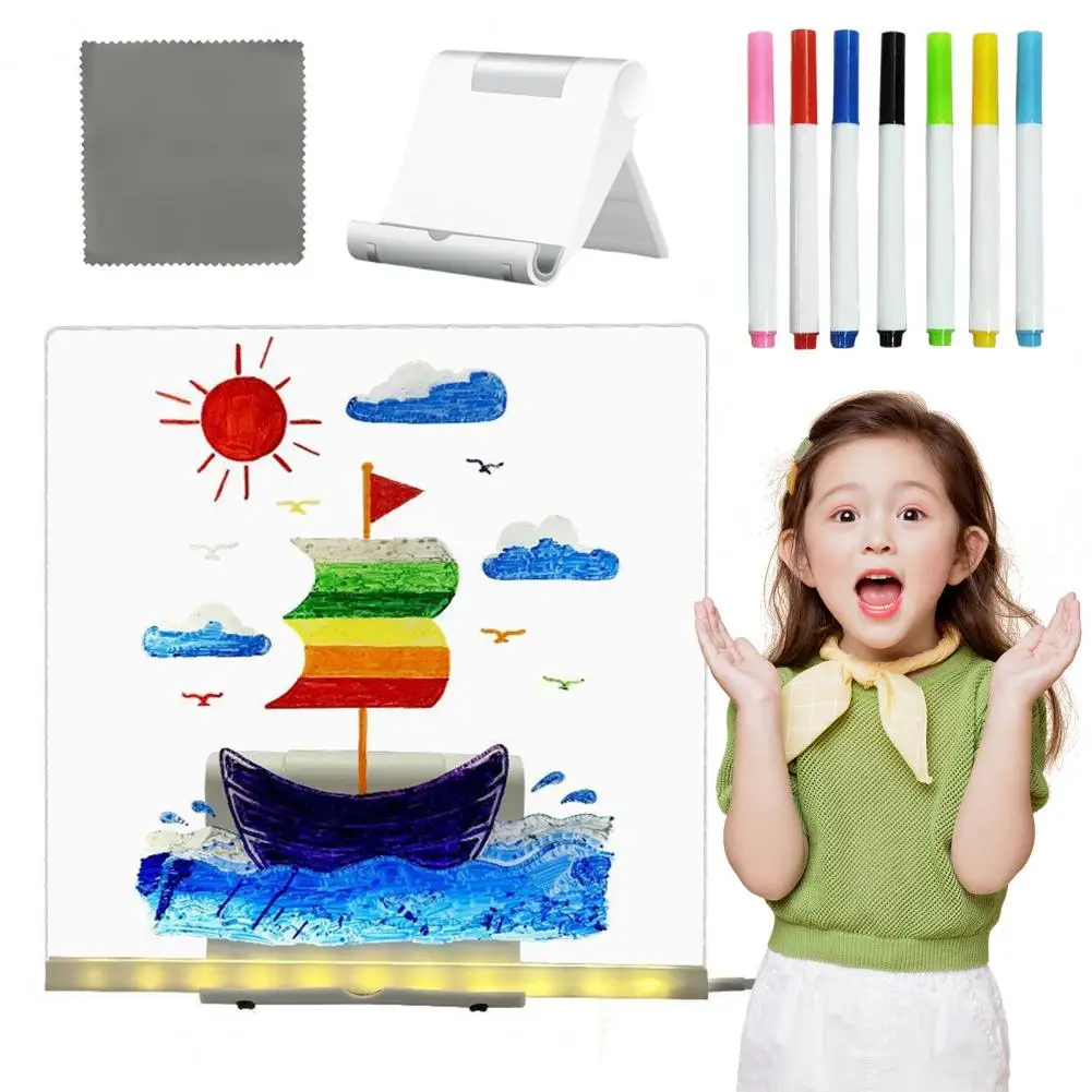 LED Note Board Multicolor LED Drawing Pad Light-up Acrylic Message Board Illuminated Dry Erase Writing Board for Kids And Adults