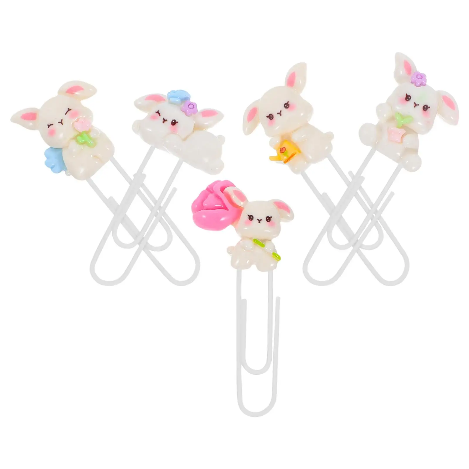 5pcs Rabbit Clips Easter Bookmarks Shaped Office Supplies Easter Rabbit Clips Metal Student Craft Project Gifts