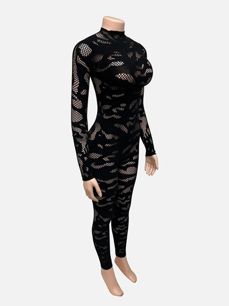 سيدة أنيقة حللا من الدانتيل الأسود 2025 الخريف المرأة طويلة الأكمام س الرقبة الجوف خارج Bodycon مثير نادي حفلة الشارع وزرة #5