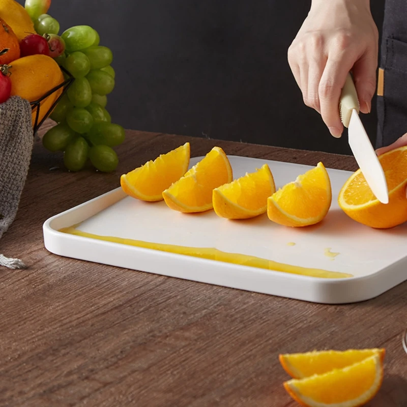 1 Piece U-shaped Design Inclined Collect Juices PP and Silver Material Cutting Board Easy to Clean Chopping Board New