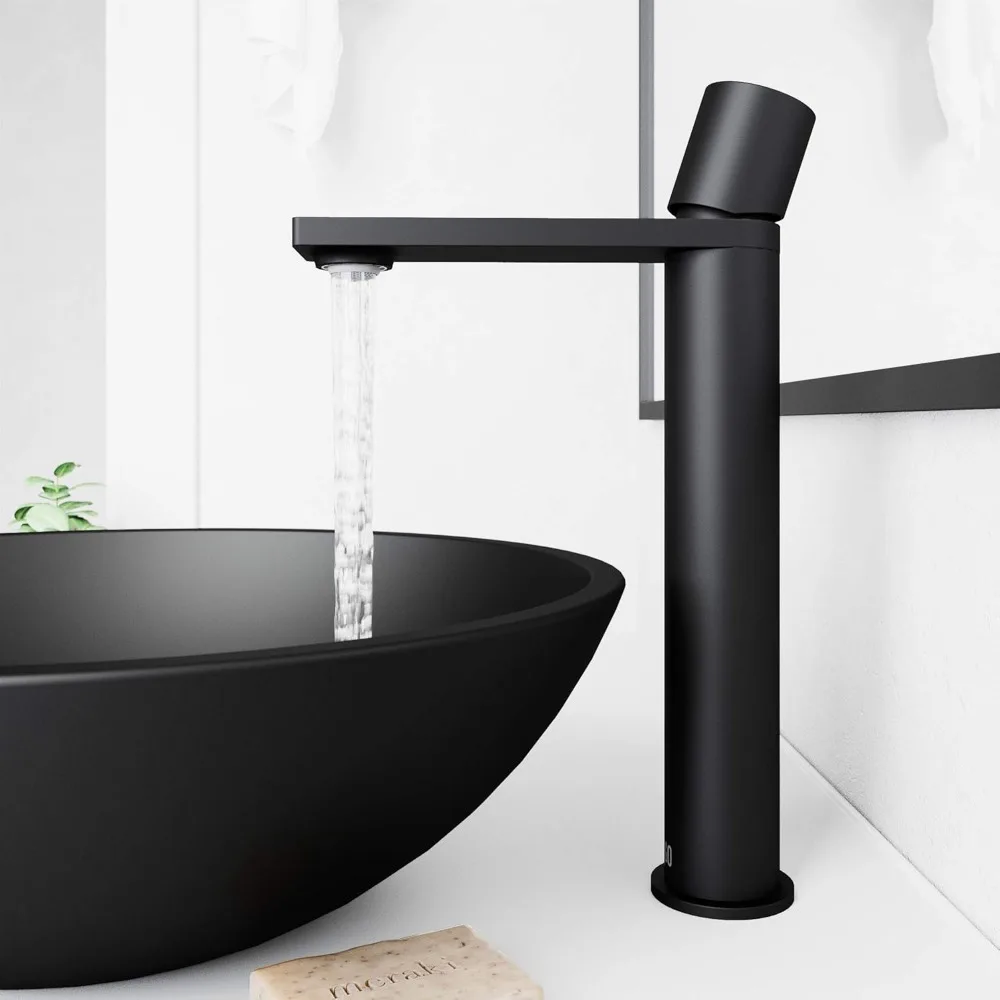 12 Inch Matte Black Single Handle Vessel Bathroom Faucet with Single-Hole Installation Option for Modern Style