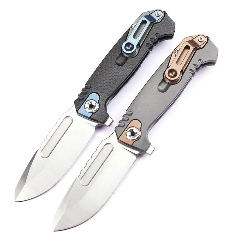 Trskt VG10 Folding Knife,TC4 Titanium alloy Knives,Flipper Knives,Rescue Pocket Knife Carbon fiber/Tc4 Handle 61Hrc Dropshipping