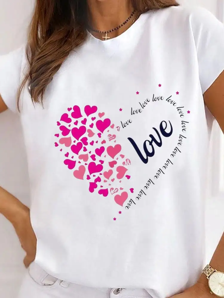 

Love Heart Sweet 90-х годов женские популярные повседневные женские футболки с короткими рукавами и графикой, модная одежда, футболки с круглым вырезом и принтом
